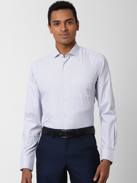

Peter England Men White & Blue Checked Regular Fit Casual Shirt