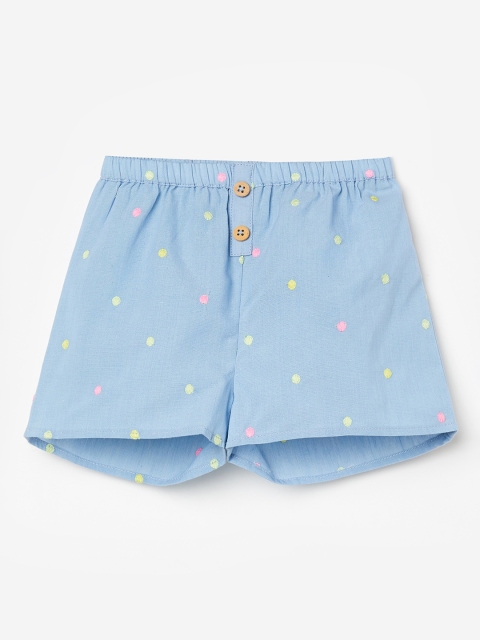 

Juniors by Lifestyle Girls Blue Embroidered Regular Fit Shorts