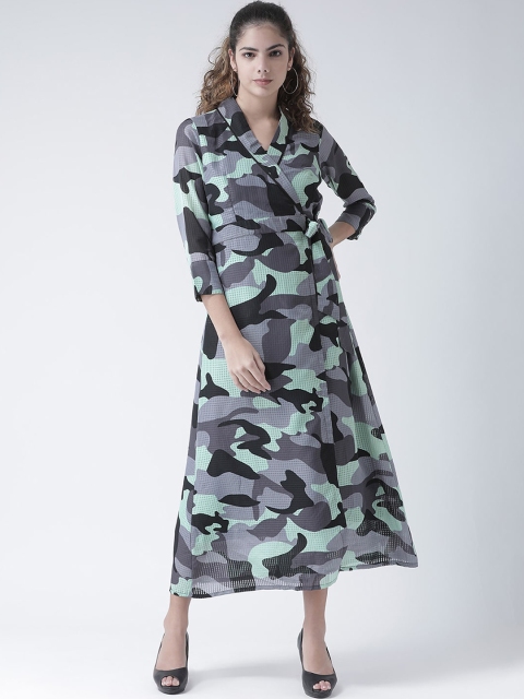 

Texco Women Grey & Black Printed Wrap Dress