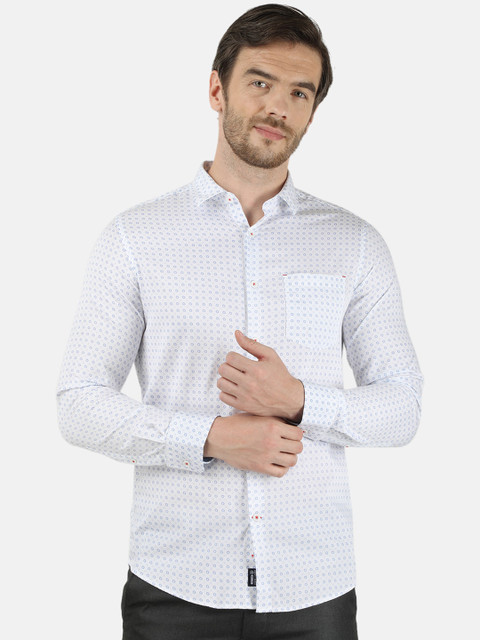 

Monte Carlo Men White & Blue Slim Fit Printed Casual Shirt