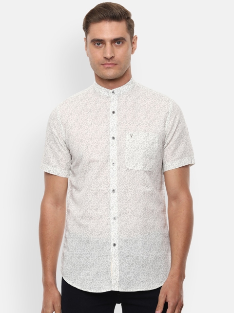 

Van Heusen Sport Men Off-White & Grey Slim Fit Printed Casual Shirt