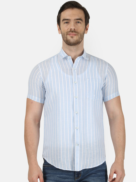 

Monte Carlo Men Blue & White Regular Fit Striped Casual Shirt