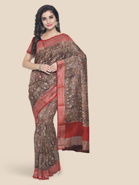 

KLM Fashion Mall Purple & Brown Woven Design Banarasi Saree