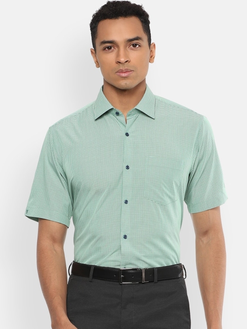 

Van Heusen Men Green & White Regular Fit Checked Formal Shirt