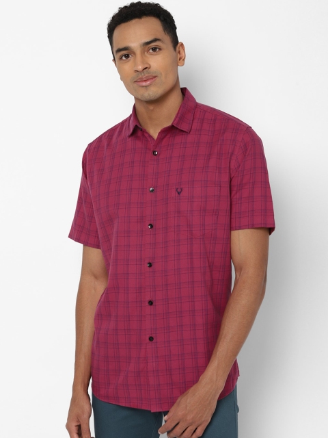 

Allen Solly Men Pink & Blue Slim Fit Checked Pure Cotton Casual Shirt