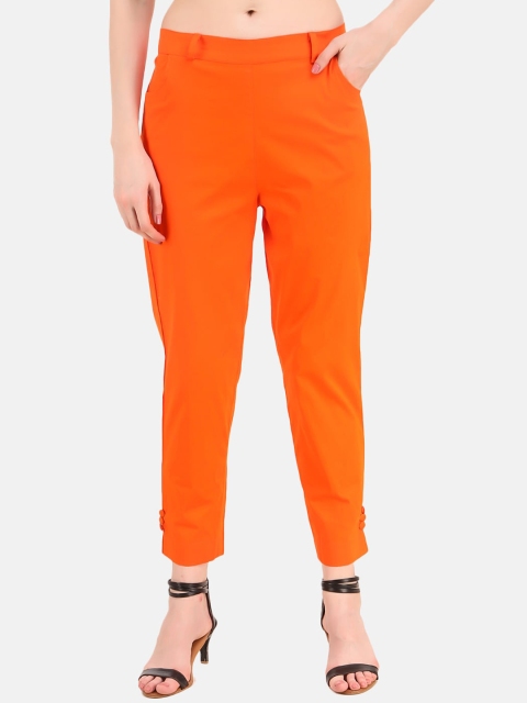 

Aawari Women Orange Regular Fit Solid Regular Trousers