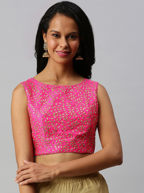 

Soch Women Pink & Gold Coloured Embroidered Blouse