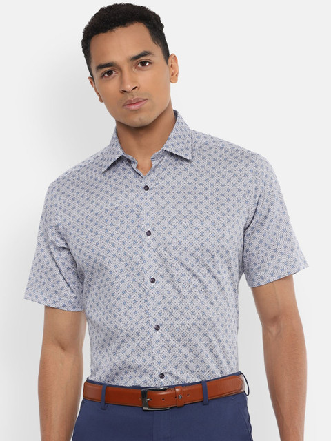 

Van Heusen Men Grey & Navy Blue Pure Cotton Regular Fit Printed Formal Shirt