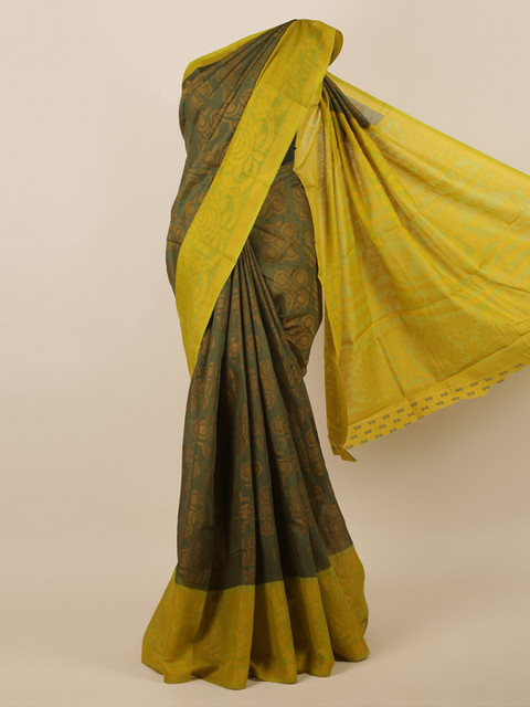 

Pothys Olive Green Printed Saree