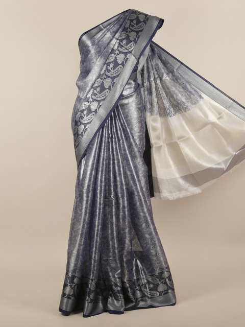 

Pothys Grey & Navy Blue Woven Design Saree