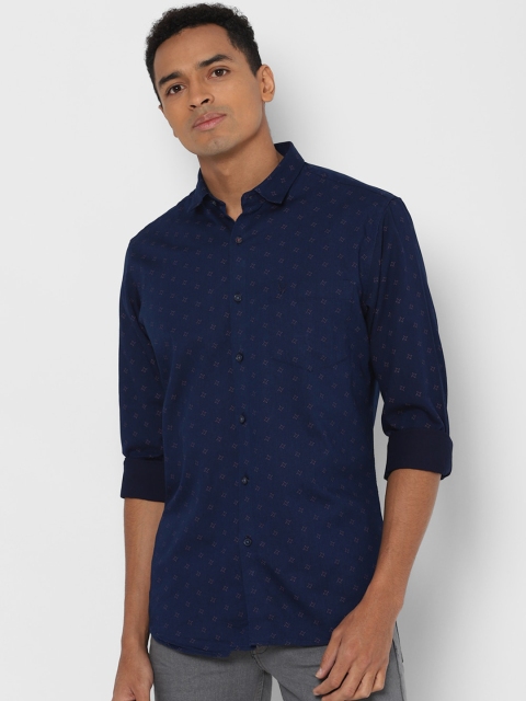 

Allen Solly Men Navy Blue Slim Fit Printed Pure Cotton Casual Shirt