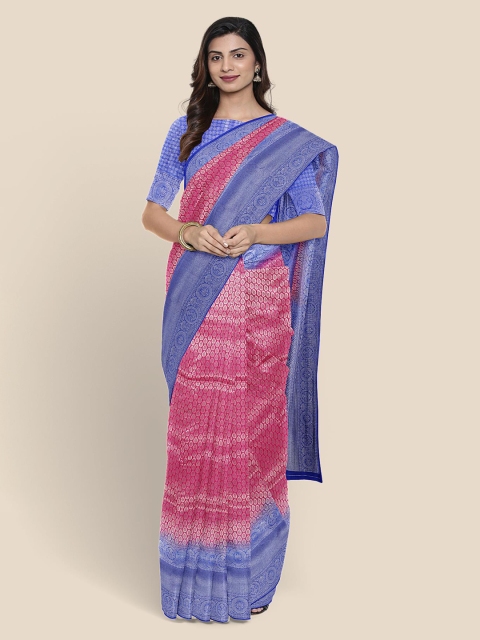 

KLM Fashion Mall Pink & Off-White Zari Woven Design Banarasi Saree