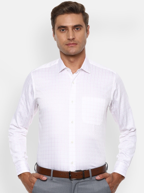 

Peter England Men White & Pink Checked Regular Fit Cotton Casual Shirt