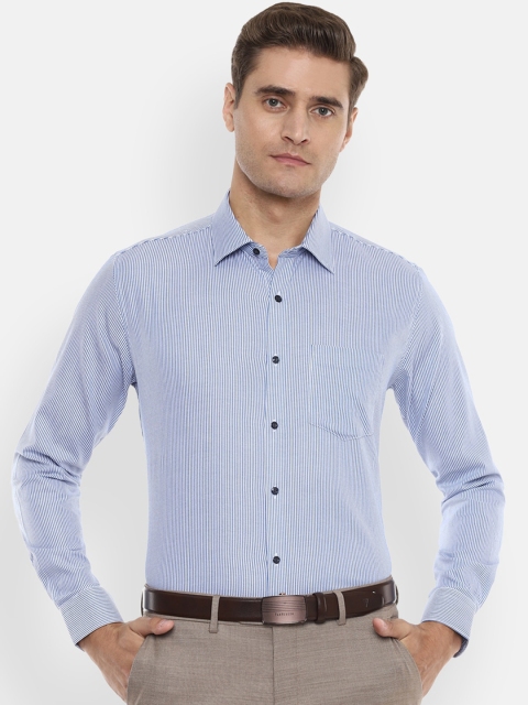 

Van Heusen Men Blue & White Pure Cotton Slim Fit Striped Formal Shirt
