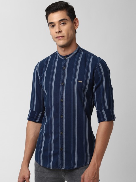 

Peter England Casuals Men Navy Blue Slim Fit Striped Casual Shirt