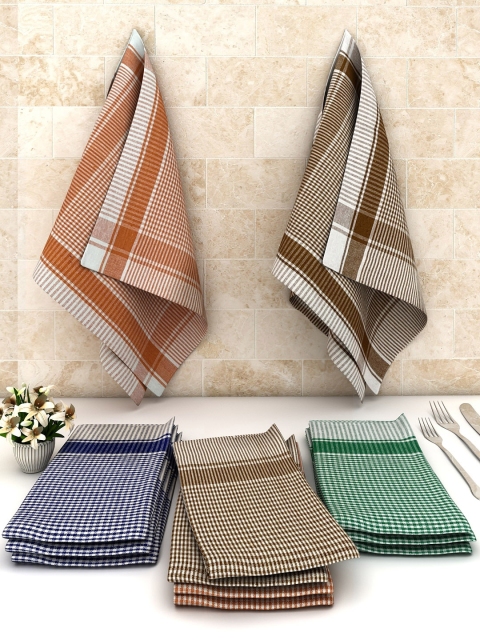 

Athom Trendz Pack Of 12 Multi-colored Checked Cotton Cleaning Cloth, Orange