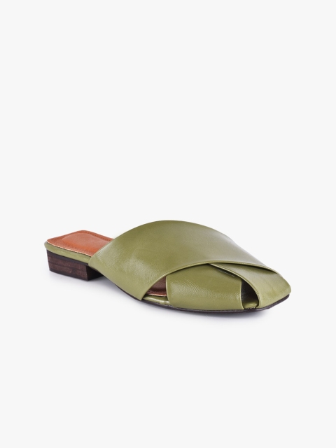

BuckleUp Women Olive Green Mules