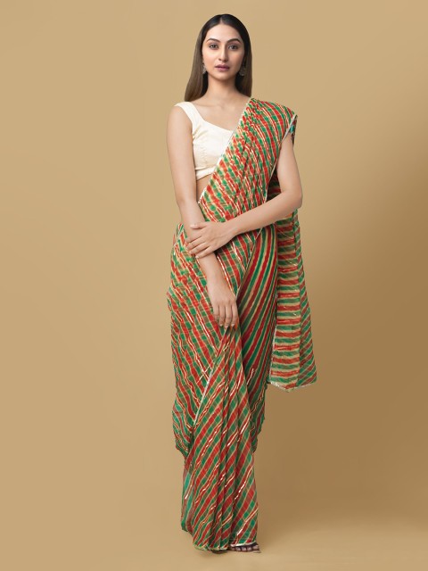 

Unnati Silks Multicoloured Pure Chiffon Printed Bhagalpuri Saree, Multi
