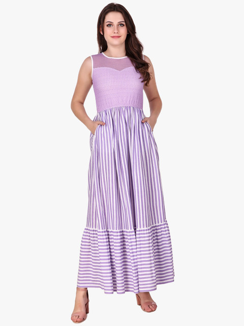 

Texco Women Lavender Striped Maxi Dress