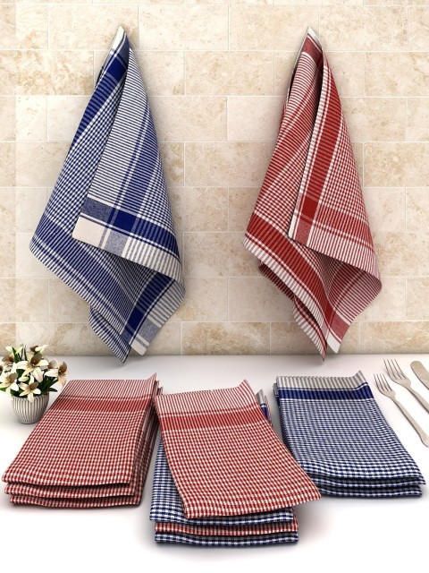 

Athom Trendz Pack Of 12 Multi-colored Checked Cotton Cleaning Cloth, White