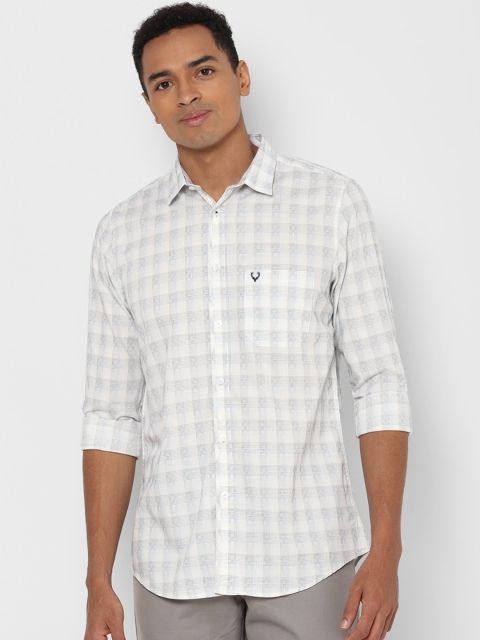 

Allen Solly Men White Slim Fit Checked Pure Cotton Casual Shirt