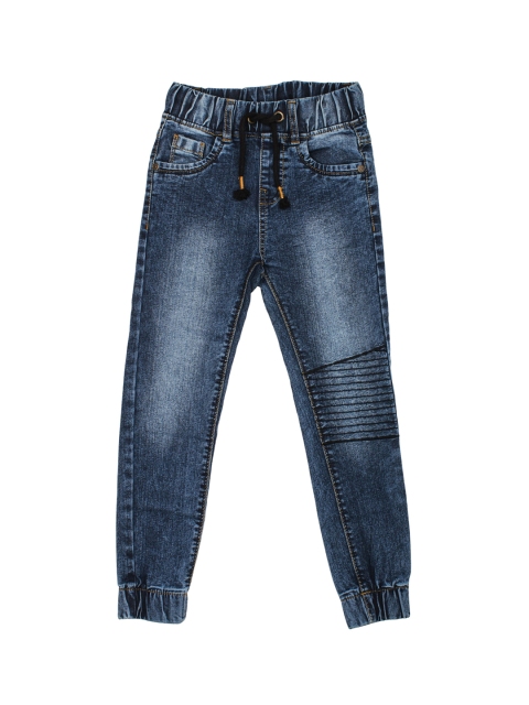 

Lil Lollipop Boys Blue Pure Cotton Soild Regular Fit Joggers, Navy blue