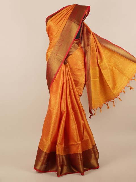 

Pothys Mustard Yellow & Golden Woven Design Saree