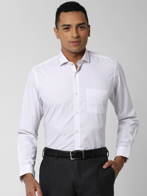 

Peter England Men White Slim Fit Checked Formal Shirt