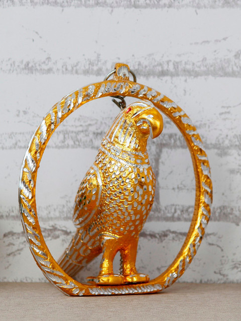 

eCraftIndia Gold-Toned Handcrafted Parrot Decorative Wall Hanging Showpiece
