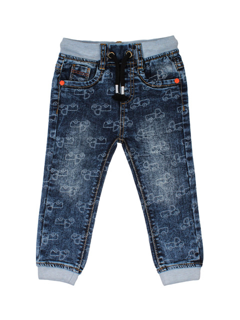 

Lil Lollipop Unisex Kids Blue Printed Pure Cotton Regular Fit Joggers, Navy blue