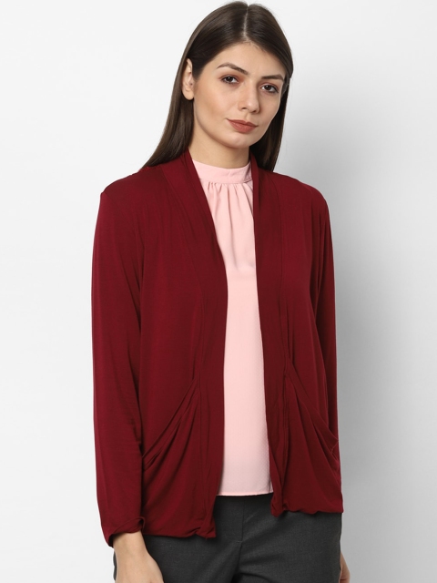 

Allen Solly Woman Women Maroon Solid Open Front Shrug