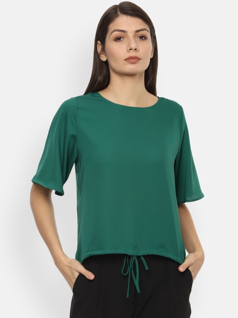 

Van Heusen Woman Dark Green Solid Flared Sleeves Top