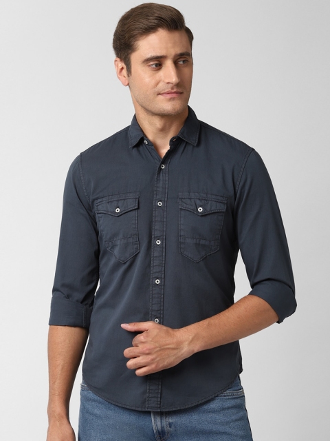 

Peter England Casuals Men Grey Slim Fit Solid Pure Cotton Casual Shirt