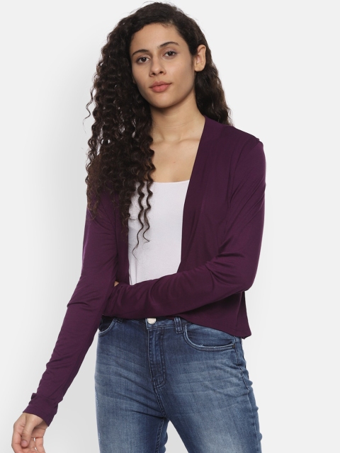 

Allen Solly Woman Women Aubergine Solid Open Front Shrug, Purple