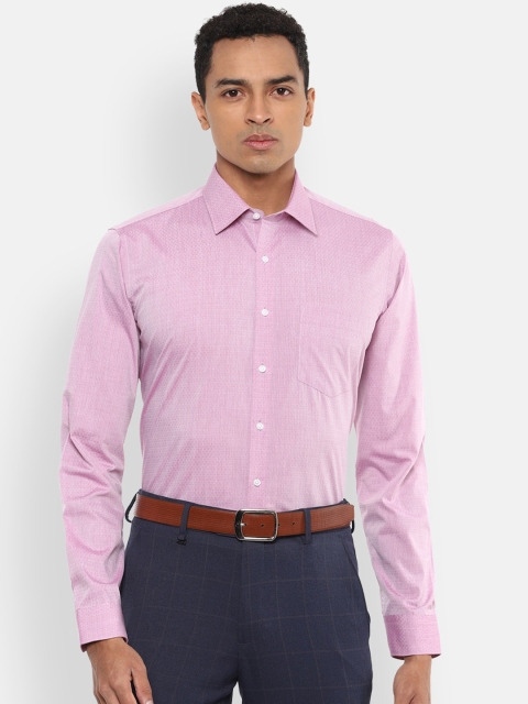 

Van Heusen Men Pink Pure Cotton Slim Fit Self Design Formal Shirt