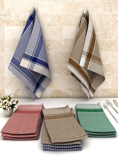 

Athom Trendz Pack Of 12 Multi-colored Checked Cotton Cleaning Cloth, White