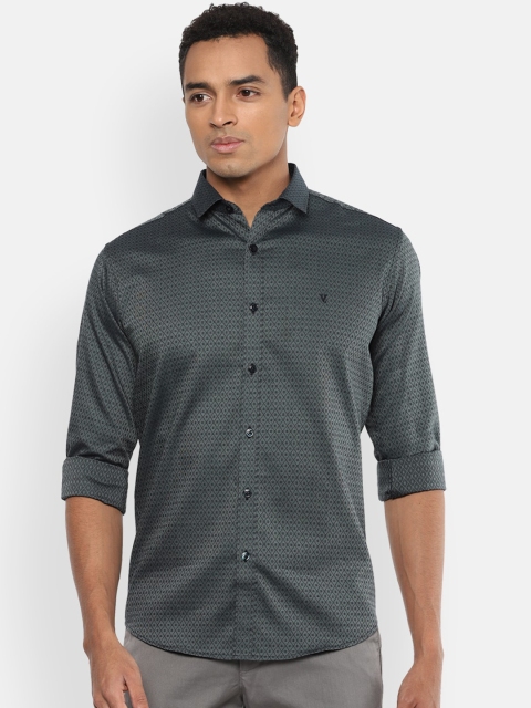 

V Dot Men Charcoal Slim Fit Self Design Casual Shirt
