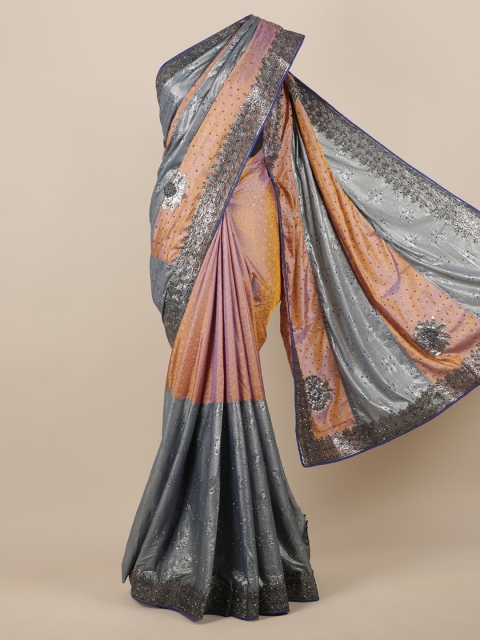 

Pothys Grey & Yellow Woven Design & Embellished Saree