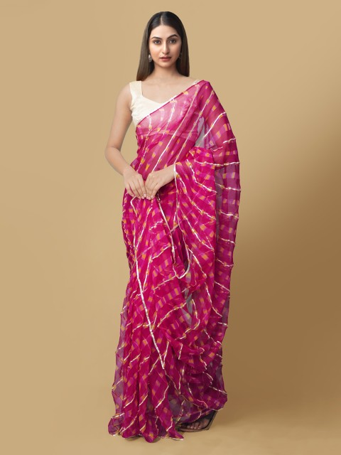 

Unnati Silks Pink Pure Chiffon Woven Design Bhagalpuri Saree