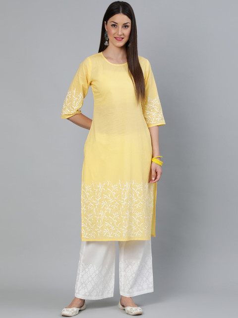 

Nayo Women Yellow Solid Kurta with Palazzos