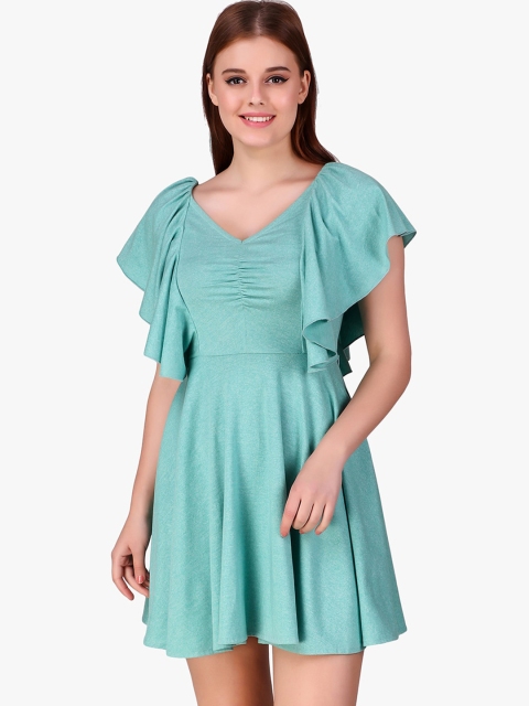 

Texco Women Green Solid Fit and Flare Dress