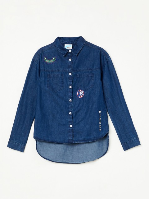 

Fame Forever by Lifestyle Girls Blue Regular Fit Solid Denim Shirt