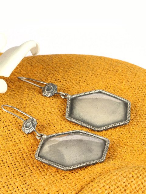

SANGEETA BOOCHRA Silver-Toned Geometric Drop Earrings