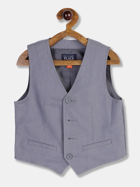 

The Childrens Place Boys Grey Solid Herringbone Dressy Waistcoat
