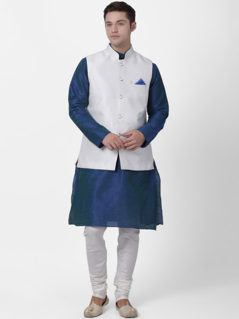 

TABARD Men Blue Dupion Silk Kurta with Churidar