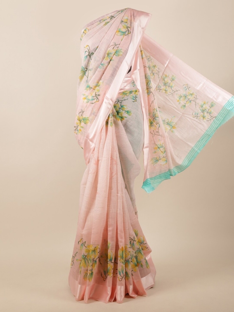 

Pothys Pink Printed Jute Silk Saree