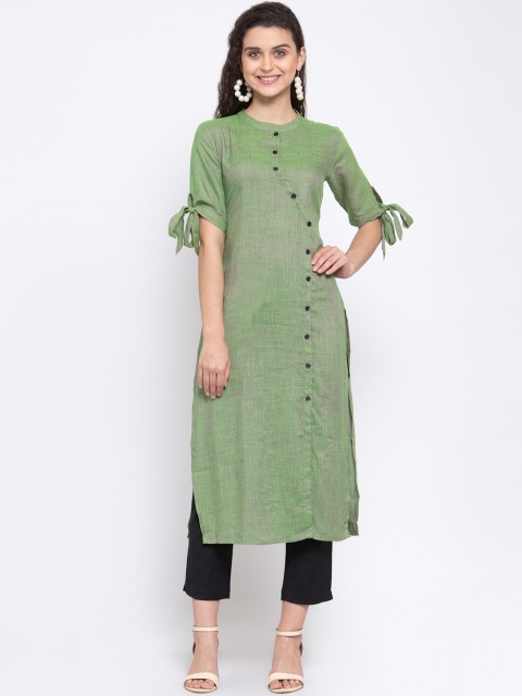 

Indibelle Women Green & Black Self Design Kurta with Trousers