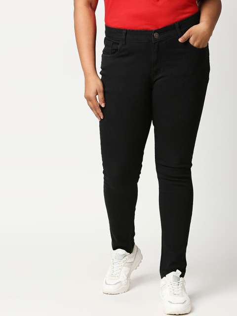 

ZUSH Women Plus Size Black Regular Fit Mid-Rise Clean Look Jeans