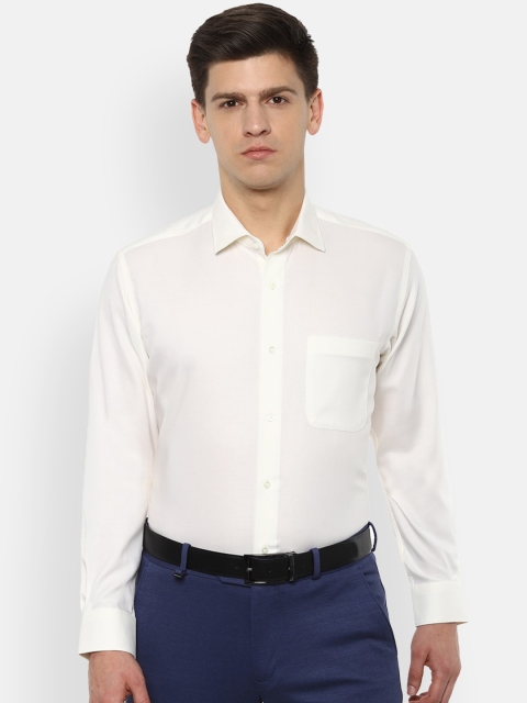 

Van Heusen Men Cream-Coloured Pure Cotton Regular Fit Solid Formal Shirt