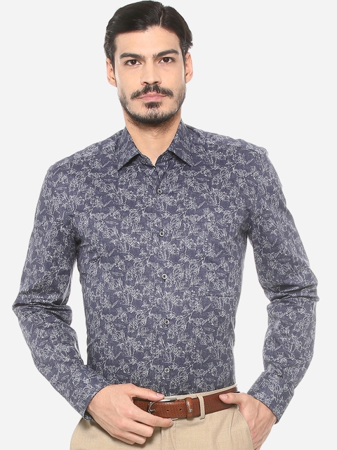 

Luxure by Louis Philippe Men Blue Slim Fit Printed Pure Cotton Casual Shirt
